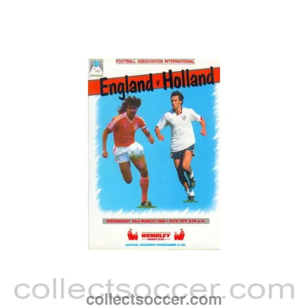 1988 England V Holland Programme 23/03/1988 - Collect Soccer