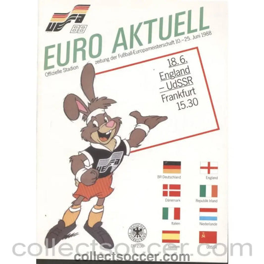 1988 - Euro 1988 England v USSR Official Programme - Collect Soccer