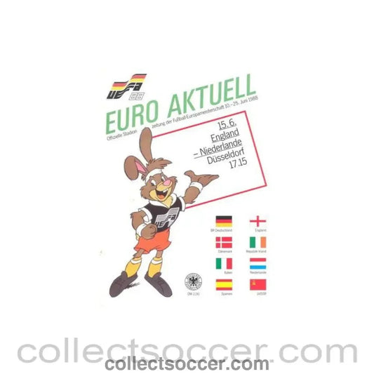 1988 - Euro 1988 official programme in German 10 - 25/06/1988, England v Netherlands on 15/06/1988 - Collect Soccer
