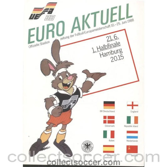 1988 - Euro 1988 Semi Final German v Netherlands Official Programme - Collect Soccer