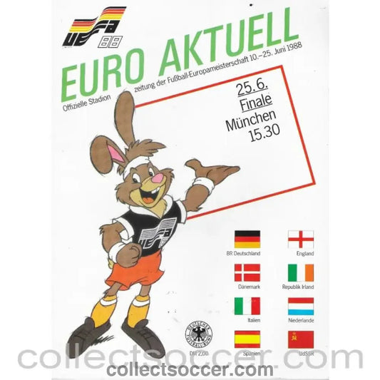 1988 European Championship Final Holland v Russia Programme - Collect Soccer