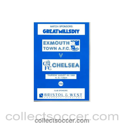 1988 - Exmouth Town vChelsea official programme 04/08/1988
