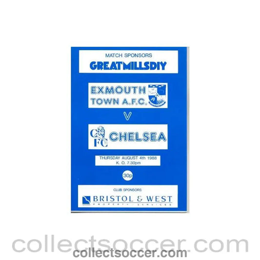 1988 - Exmouth Town vChelsea official programme 04/08/1988