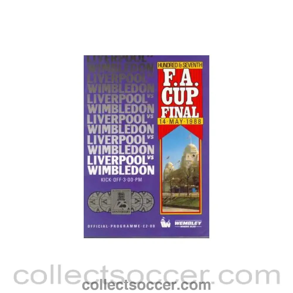 1988 FA Cup Final Programme Liverpool v Wimbledon