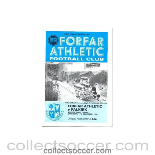 1988 - Forfar Athletic v Falkirk official programme 17/12/1988 B & Q League - Collect Soccer