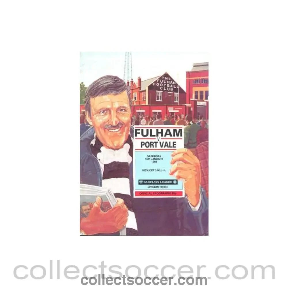 1988 - Fulham v Port Vale official programme 16/01/1988 Football League - Collect Soccer