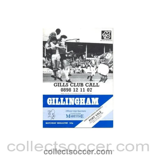 1988 - Gillingham v Port Vale official programme 19/03/1988 Barclays League - Collect Soccer