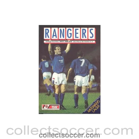 1988 - Glasgow Rangers v Dundee United official programme 03/12/1988 League Cup - Collect Soccer