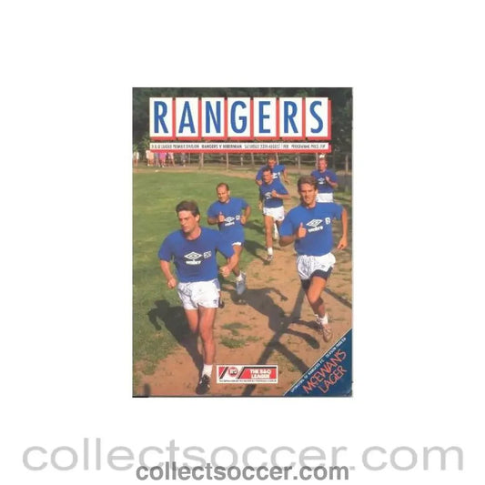 1988 - Glasgow Rangers v Hibernian official programme 20/08/1988 B & Q League Premier Division - Collect Soccer