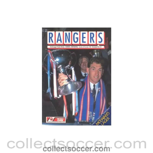 1988 - Glasgow Rangers v Motherwell official programme 05/11/1988 B & Q League Premier Division - Collect Soccer