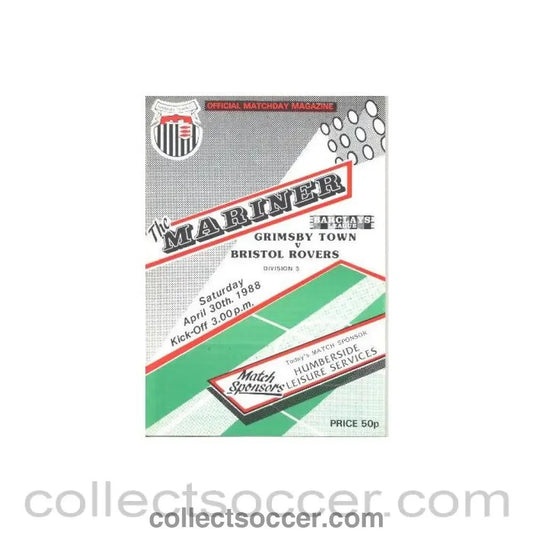 1988 - Grimsby Town v Bristol Rovers official programme 30/04/1988 League - Collect Soccer