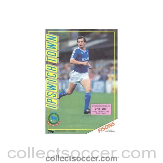 1988 - Ipswich Town v Port Vale official programme 11/10/1988 Littlewoods Cup - Collect Soccer