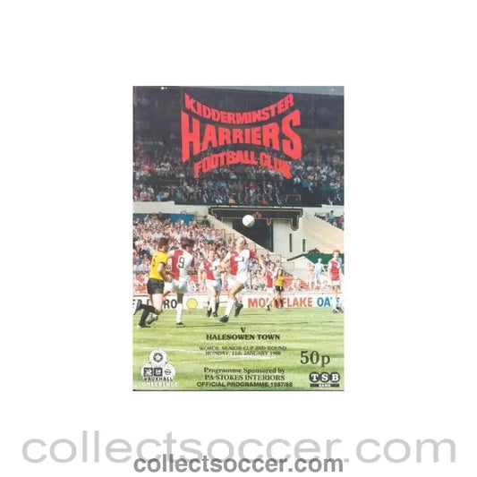1988 - Kidderminster Harriers v Halesowen Town official programme 11/01/1988 Worcestershire Senior Cup - Collect Soccer