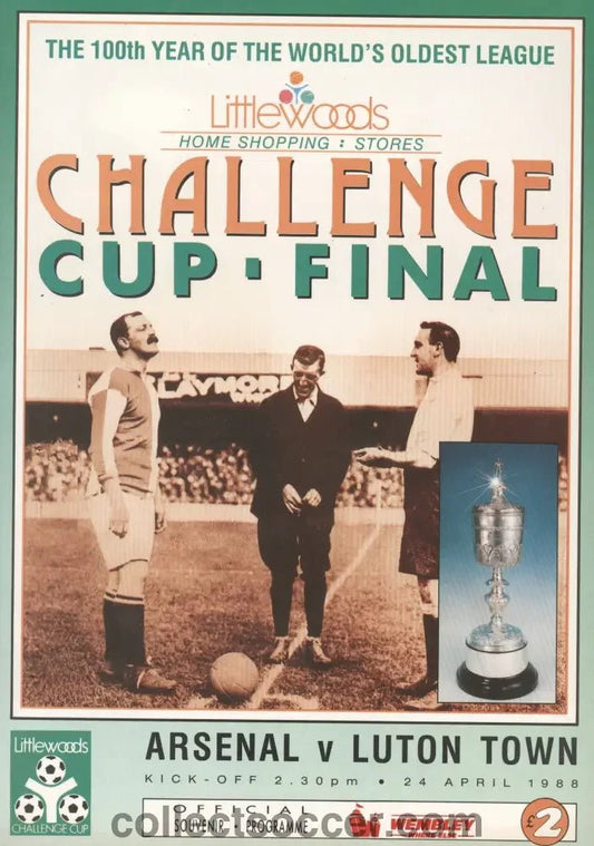 1988 League Cup Final Programme Arsenal v Luton Town - Collect Soccer