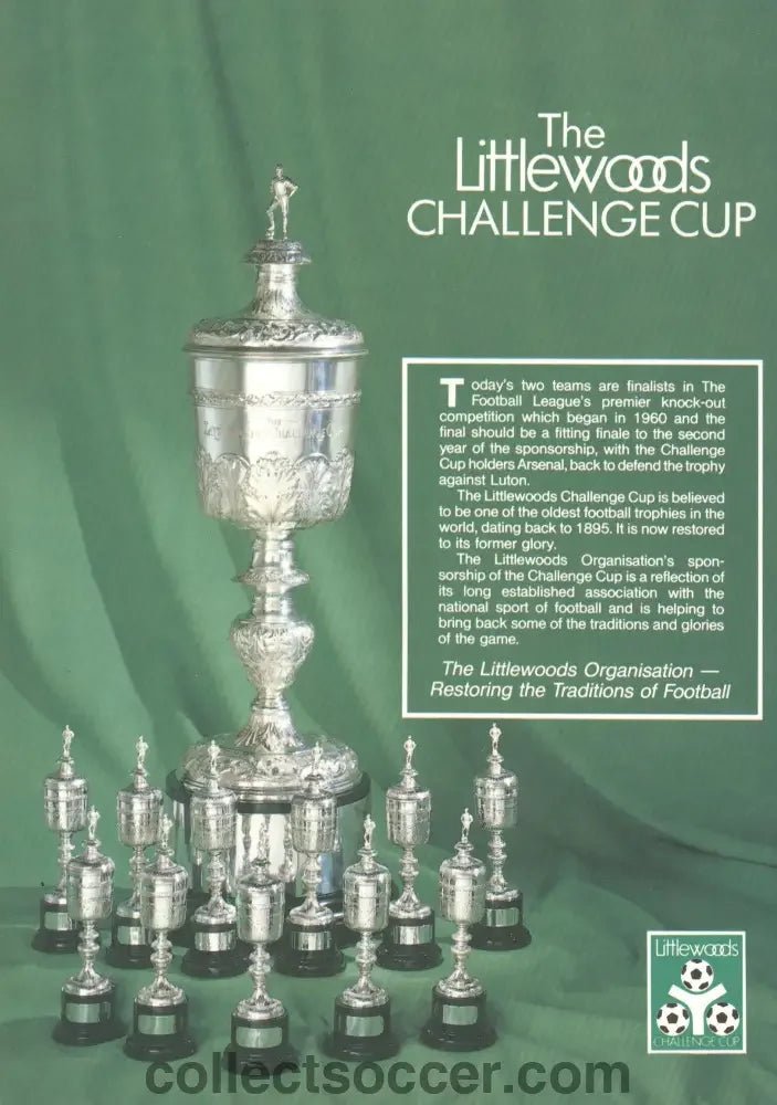 1988 League Cup Final Programme Arsenal v Luton Town - Collect Soccer