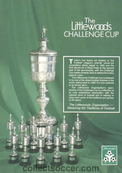1988 League Cup Final Programme Arsenal v Luton Town - Collect Soccer