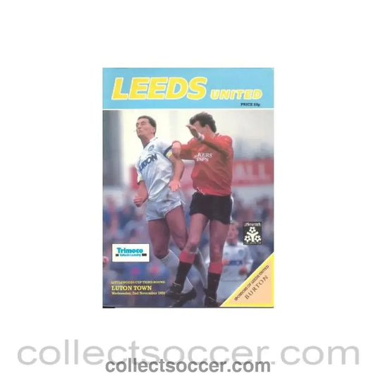 1988 - Leeds United v Luton Town official programme 02/11/1988 Littlewoods Cup - Collect Soccer