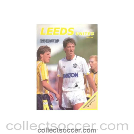 1988 - Leeds United v Manchester City official programme 10/09/1988 Barclays League - Collect Soccer