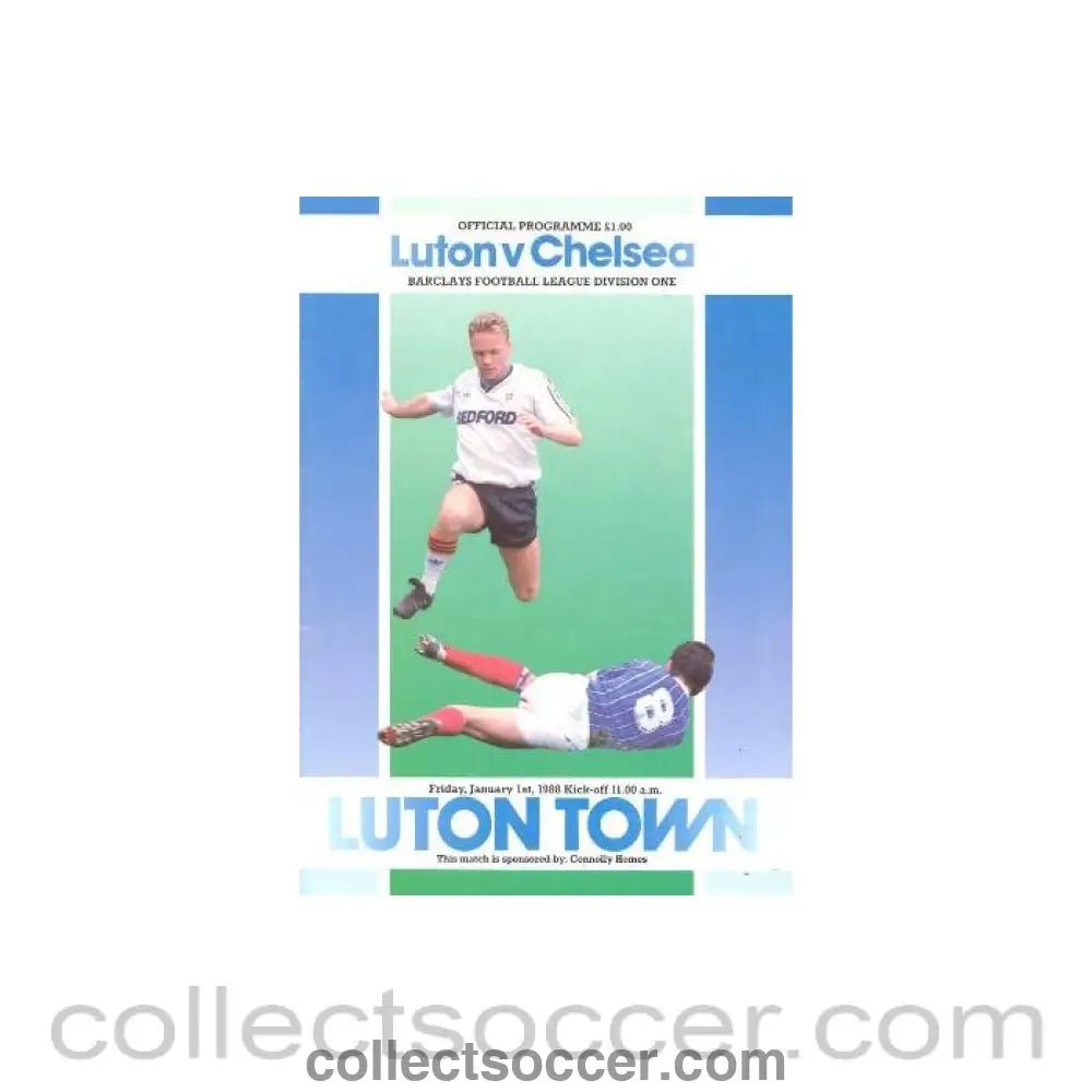1988 - Luton Town vChelsea official programme 01/01/1988 - Collect Soccer