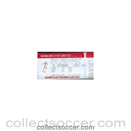 1988 - Manchester United V Charlton unused ticket 01/01/1988 Football League - Collect Soccer