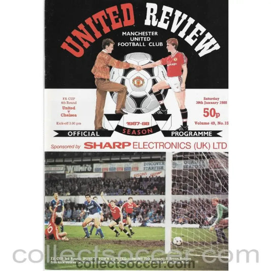1988 - Manchester United V Chelsea FAC 30/01/1988 Official Programme - Collect Soccer