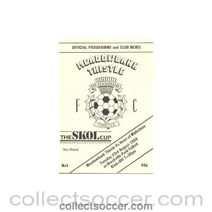 1988 - Motherwell v Heart of Midlothian official programme 23/08/1988 Skol Cup - Collect Soccer