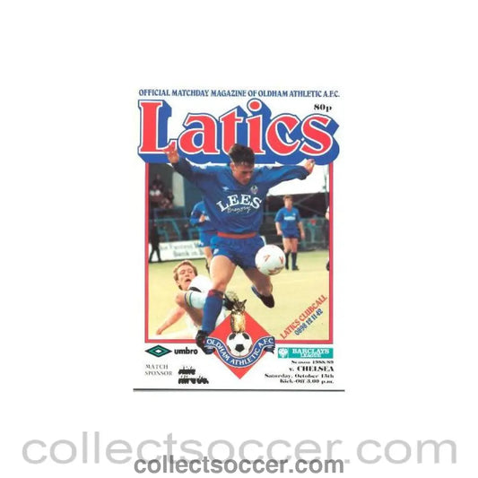 1988 - Oldham Athletic vChelsea official programme 15/10/1988
