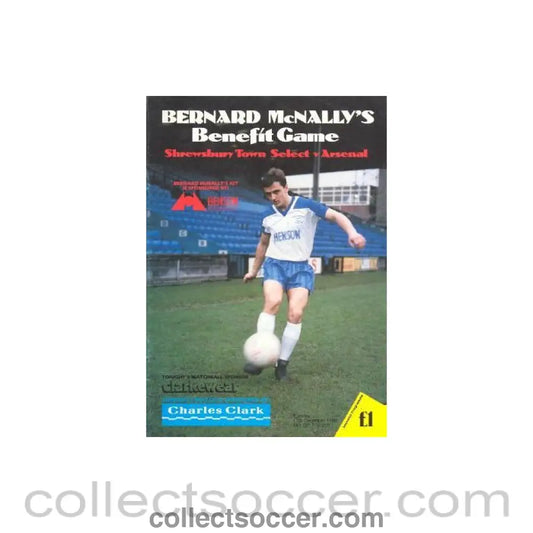 1988 - Shrewsbury Town Select v Arsenal official programme 13/12/1988 Bernard McNally benefit game