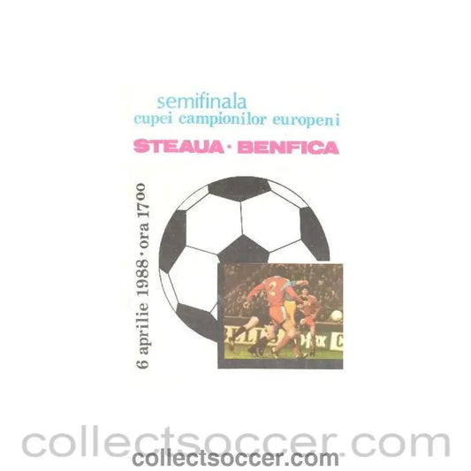1988 Steaua Bucurest Romania v Benfica official programme 06/04/1988 Champions League