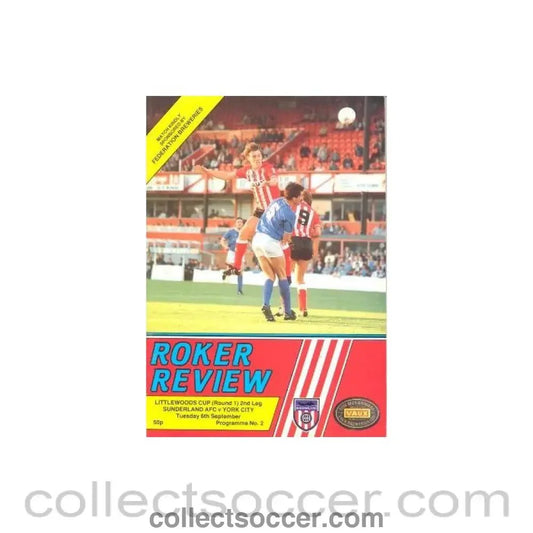 1988 - Sunderland v York City official programme 06/09/1988 Littlewoods Cup - Collect Soccer