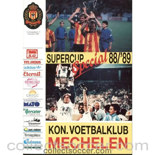 1988 Super Cup Final Programme 1st leg Mechelen v PSV - Collect Soccer