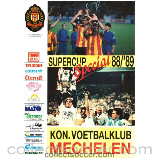 1988 Super Cup Official Programme 1st Leg Mechelen v PSV - Collect Soccer