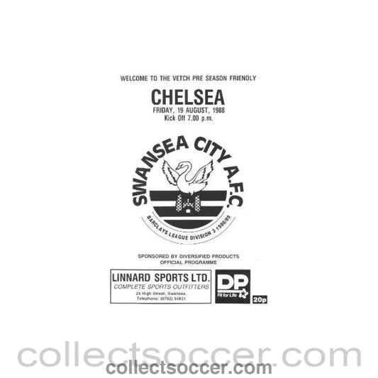 1988 - Swansea vChelsea official programme 19/08/1988