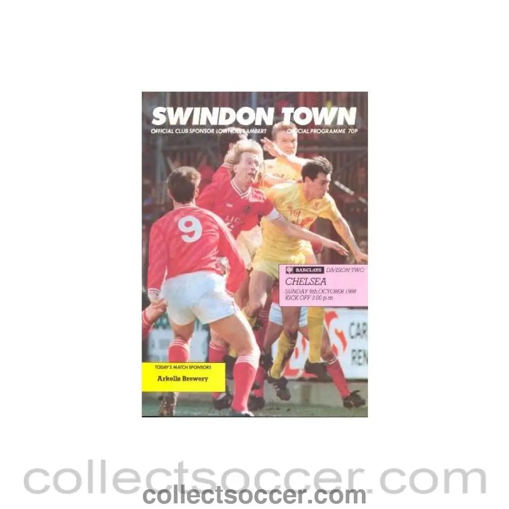 1988 - Swindon Town vChelsea official programme 09/10/1988 - Collect Soccer