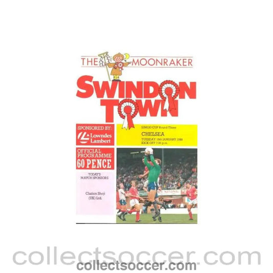 1988 - Swindon Town vChelsea official programme 19/01/1988 - Collect Soccer