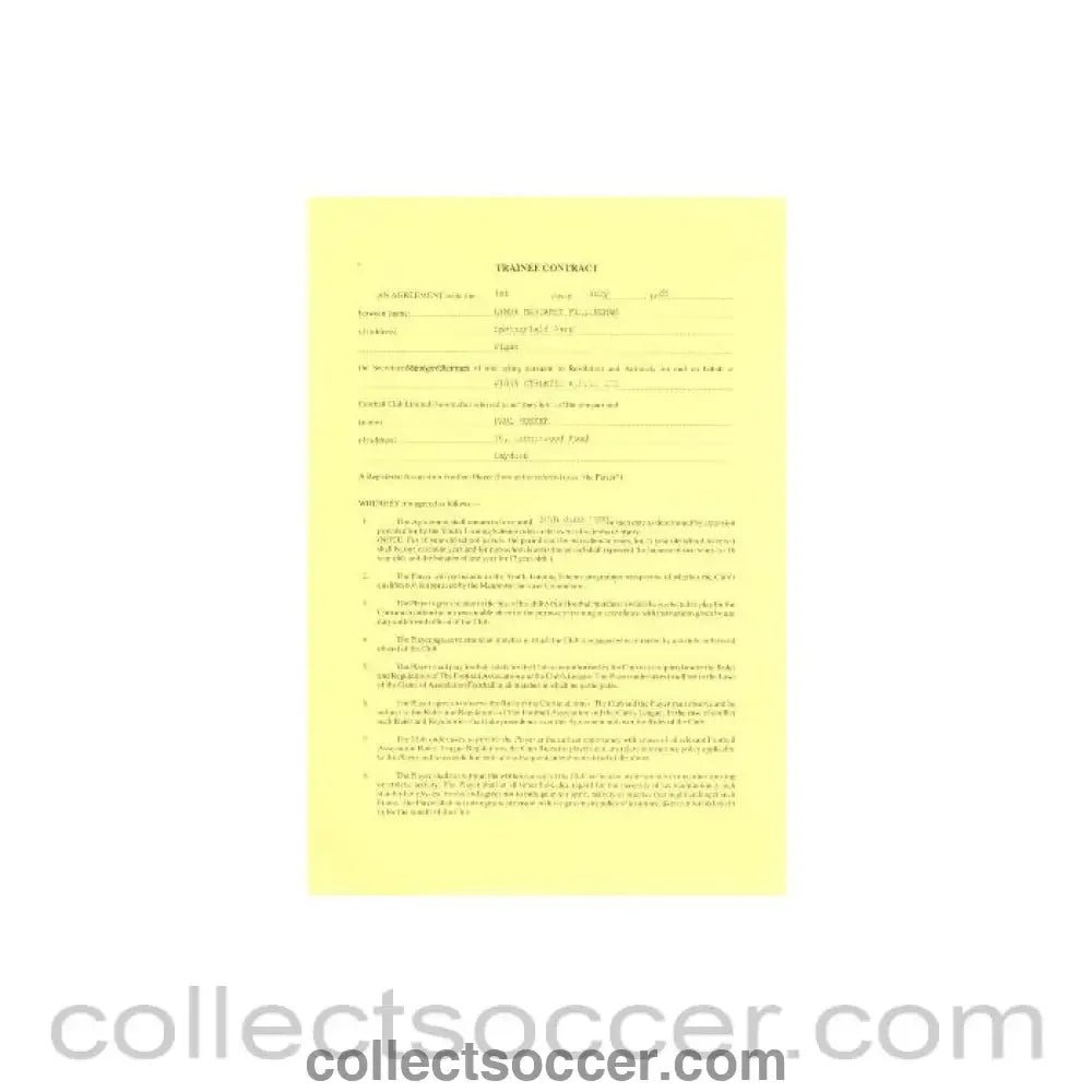 1988 - Trainee Player Contract between Paul Musker and Wigan Athletic of 01/07/1988 - Collect Soccer