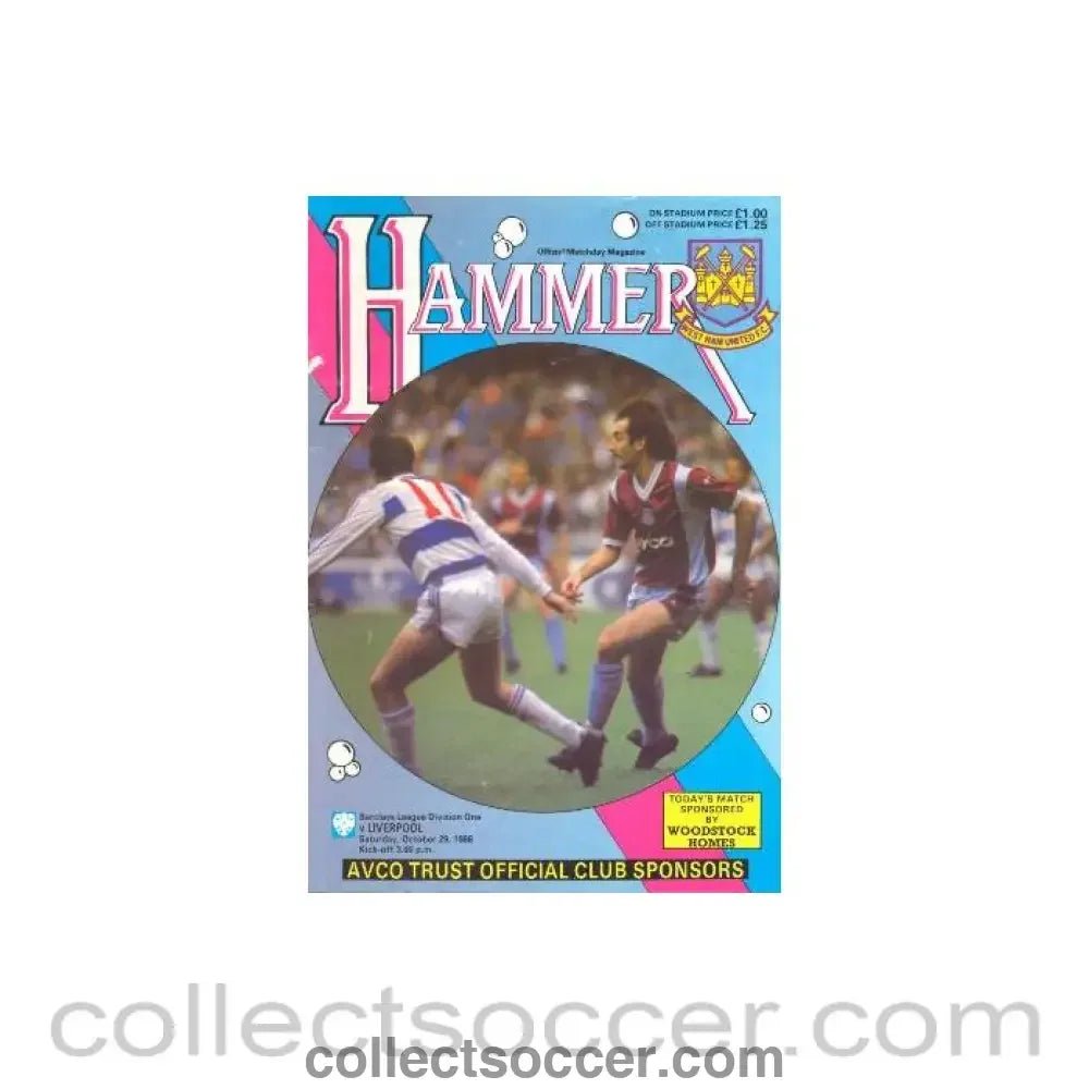 1988 - West Ham United v Liverpool official programme 29/10/1988 - Collect Soccer