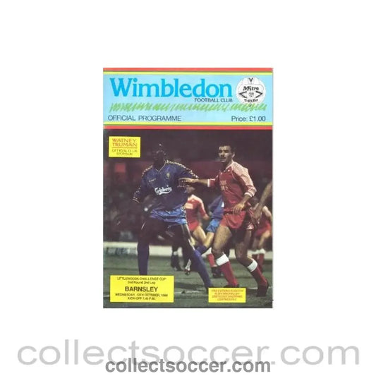 1988 - Wimbledon v Barnsley official programme 12/10/1988 - Collect Soccer
