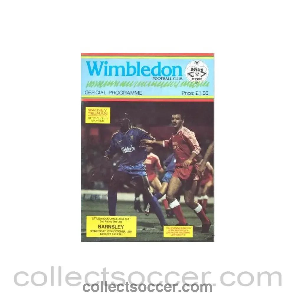 1988 - Wimbledon v Barnsley official programme 12/10/1988 - Collect Soccer