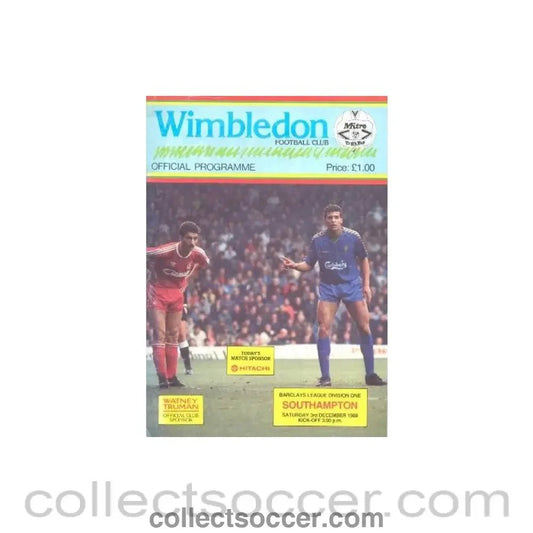 1988 - Wimbledon v Southampton official programme 03/12/1988 - Collect Soccer