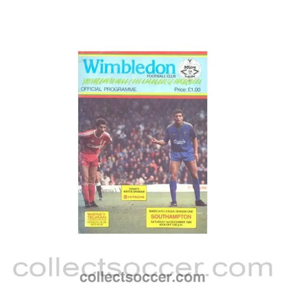 1988 - Wimbledon v Southampton official programme 03/12/1988 - Collect Soccer