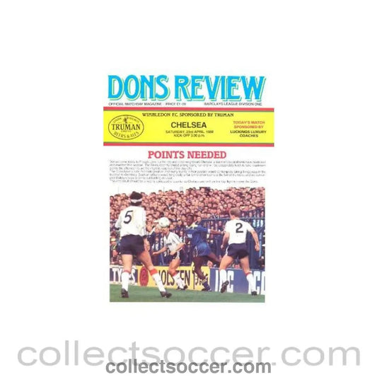 1988 - Wimbledon vChelsea official programme 23/04/1988 - Collect Soccer