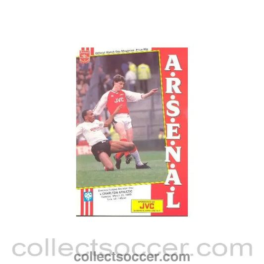1989 - Arsenal v Charlton Athletic official programme 21/03/1989 League Cup