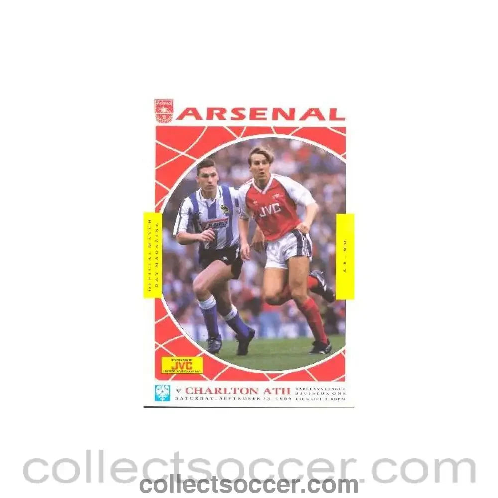 1989 - Arsenal v Charlton Athletic official programme 23/09/1989 League Cup