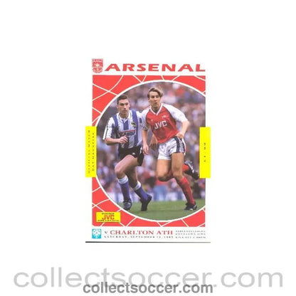 1989 - Arsenal v Charlton Athletic official programme 23/09/1989 League Cup