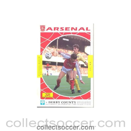 1989 - Arsenal v Derby County official programme 28/10/1989 League Cup