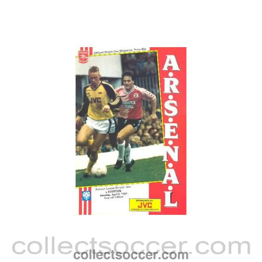 1989 - Arsenal v Everton official programme 08/04/1989 League Cup