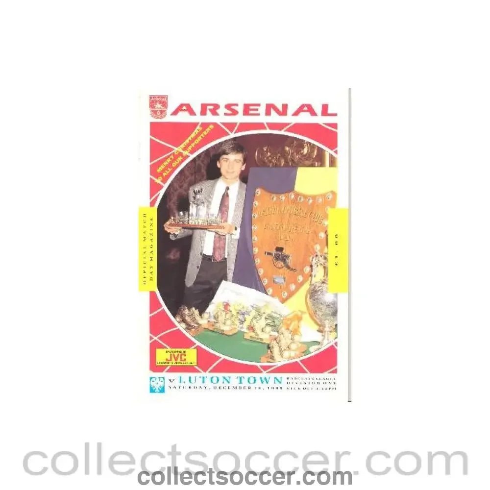 1989 - Arsenal v Luton Town official programme 16/12/1989 League Cup - Collect Soccer