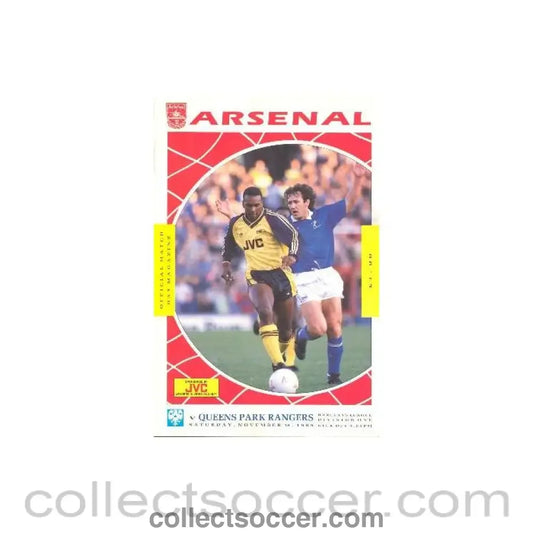 1989 - Arsenal v Queen’s Park Rangers official programme 18/11/1989 League Cup