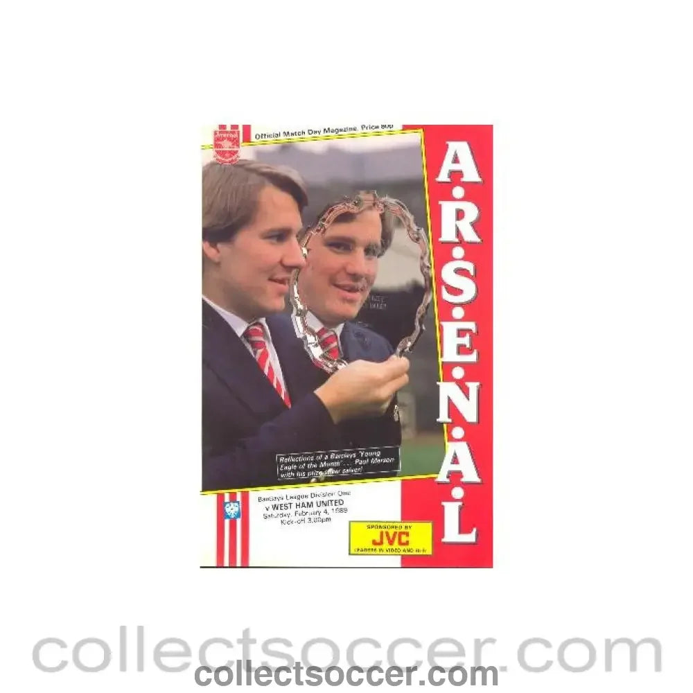 1989 - Arsenal v West Ham United official programme 04/02/1989 League Cup